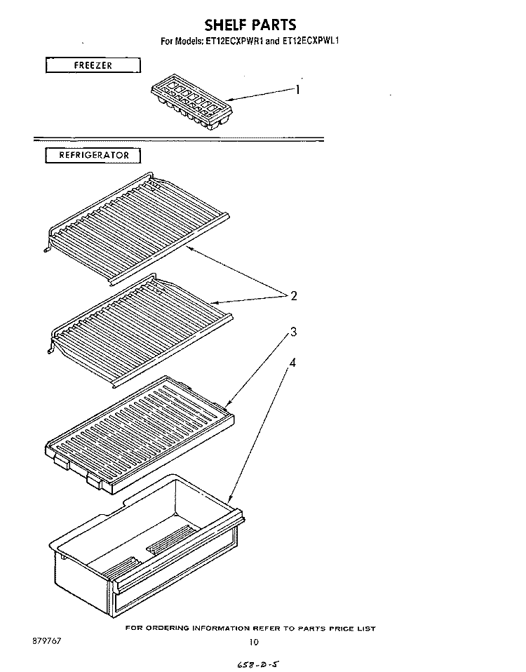 SHELF, NOT ILLUSTRATED Diagram and Parts List for ET12ECXPWR1  Whirlpool Refrigerator