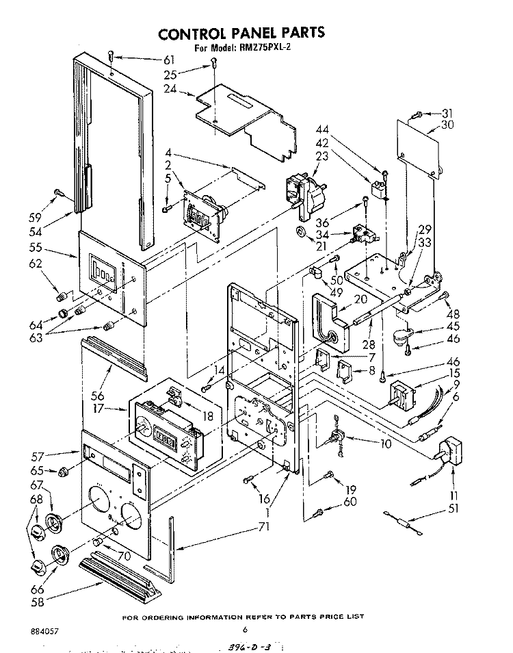 CONTROL PANEL Diagram and Parts List for RM275PXL2  Whirlpool Microwave Oven Combo