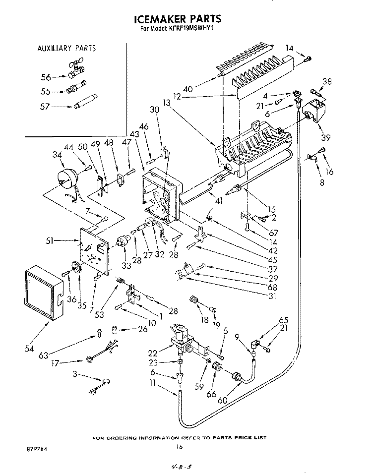 ICE MAKER , MISCELLANEOUS Diagram and Parts List for KFRF19MSWHY1  KitchenAid Refrigerator