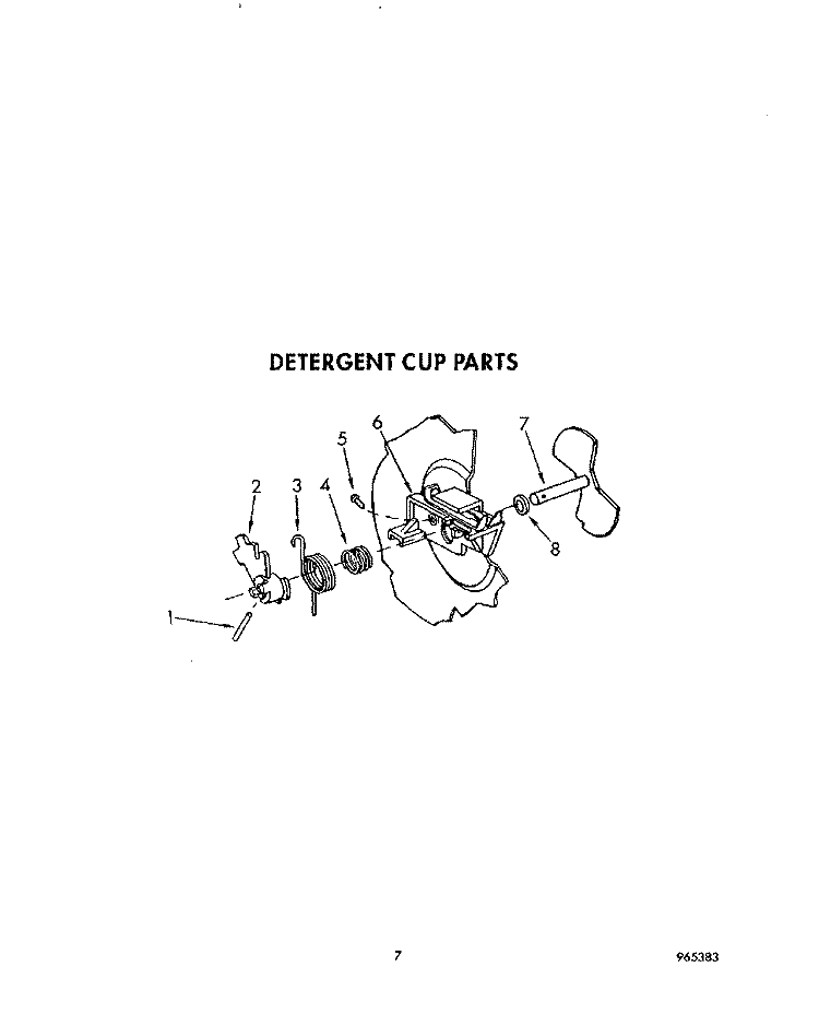 DETERGENT CUP Diagram and Parts List for DU1800XT2  Whirlpool Dishwasher