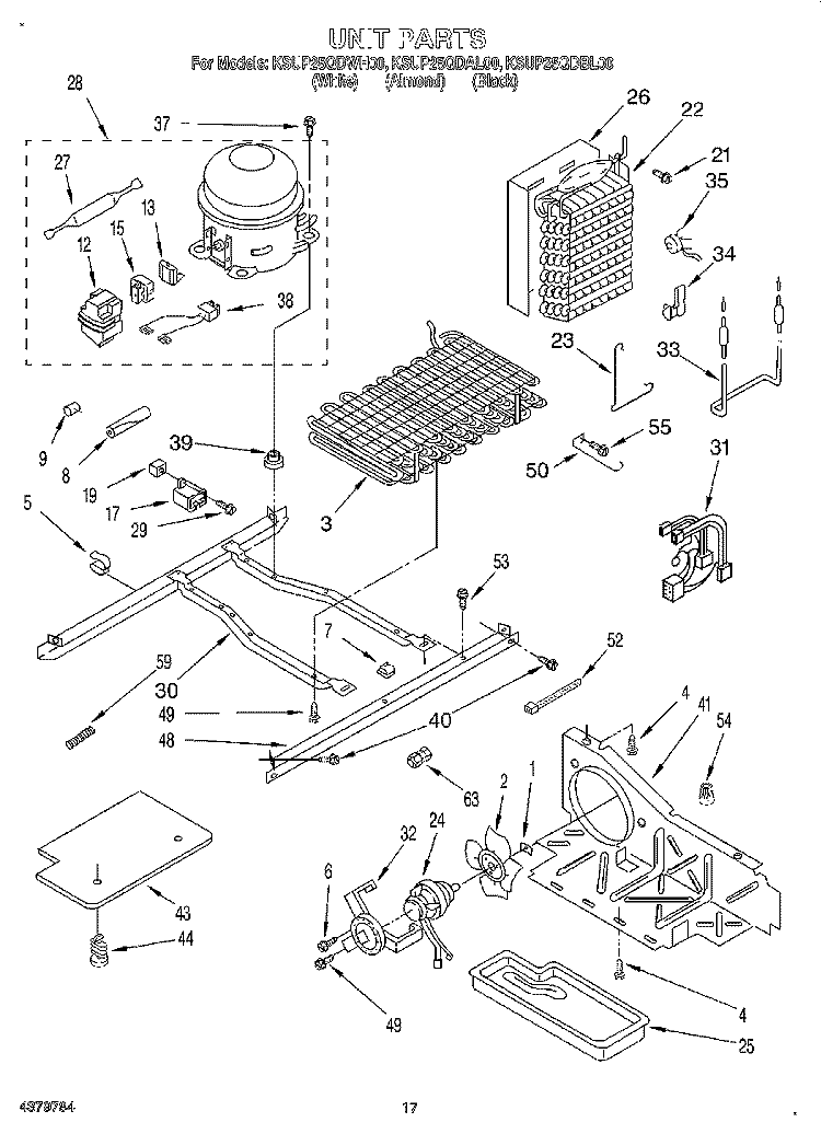 UNIT Diagram and Parts List for KSUP25QDAL00  KitchenAid Refrigerator