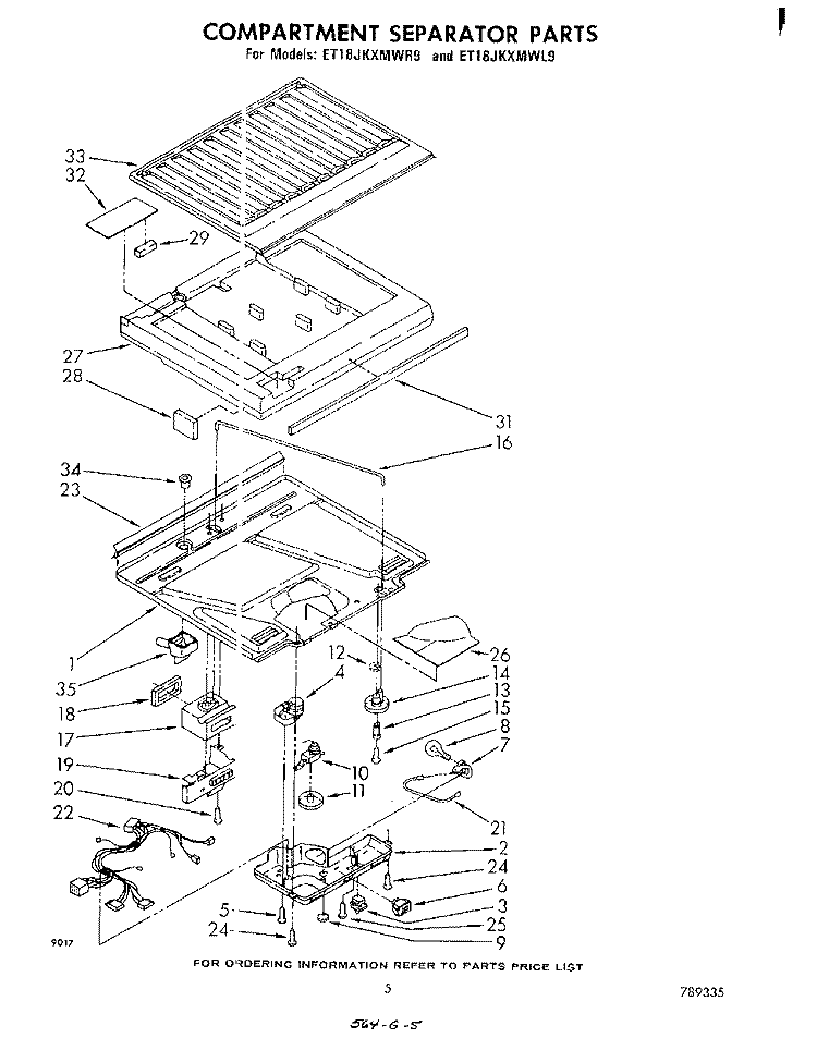 COMPARTMENT SEPARATOR Diagram and Parts List for ET18JKXMWR9  Whirlpool Refrigerator