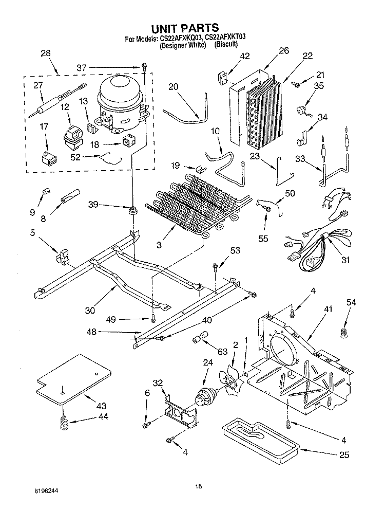UNIT Diagram and Parts List for CS22AFXKQ03  Crosley Refrigerator