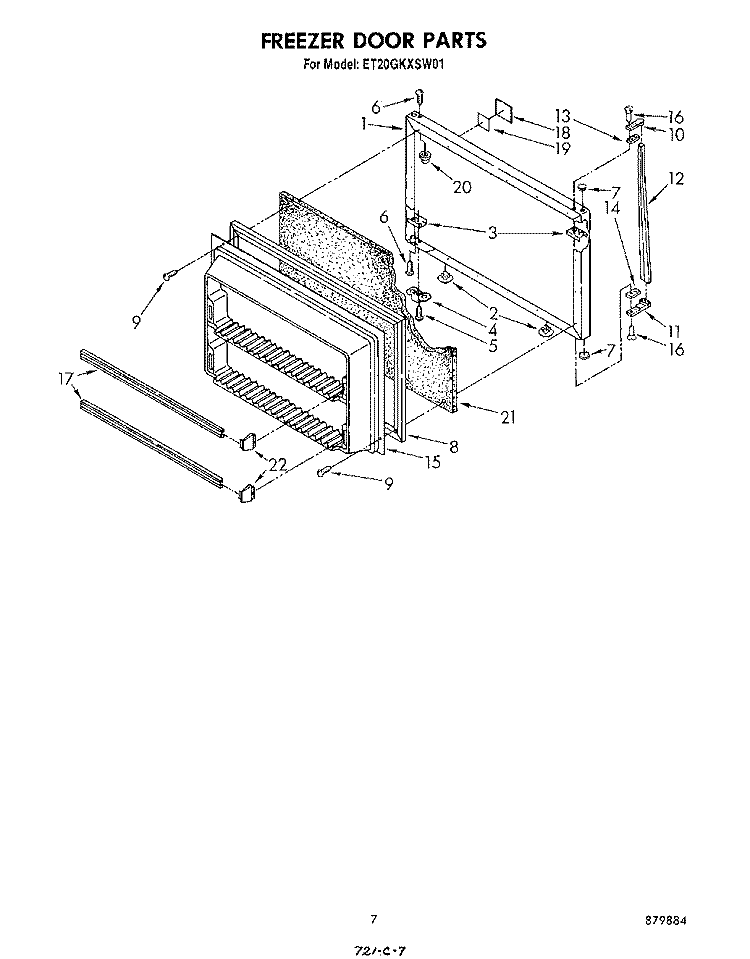 FREEZER DOOR Diagram and Parts List for ET20GKXSW01  Whirlpool Refrigerator