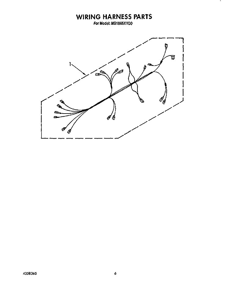 WIRING HARNESS, LIT/OPTIONAL Diagram and Parts List for MS1065XYQ0  Whirlpool Microwave