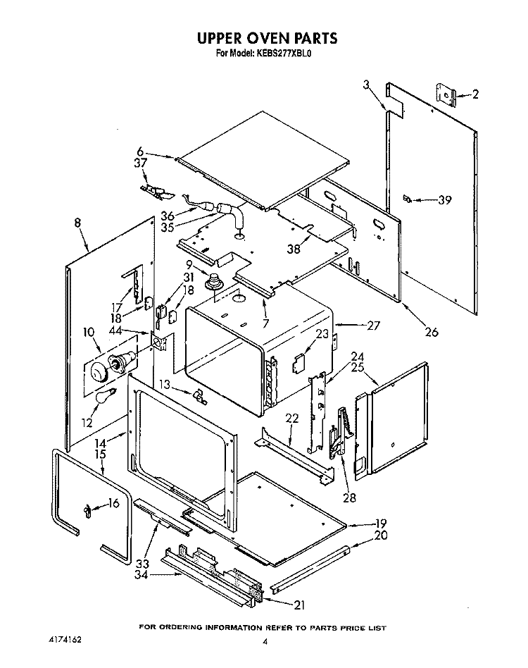 UPPER OVEN Diagram and Parts List for KEBS277XBL0  KitchenAid Wall Oven