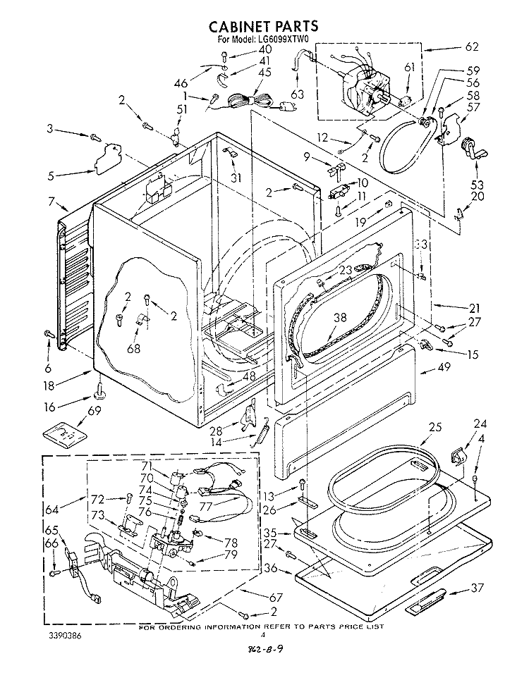 CABINET Diagram and Parts List for LG6099XTW0  Whirlpool Dryer