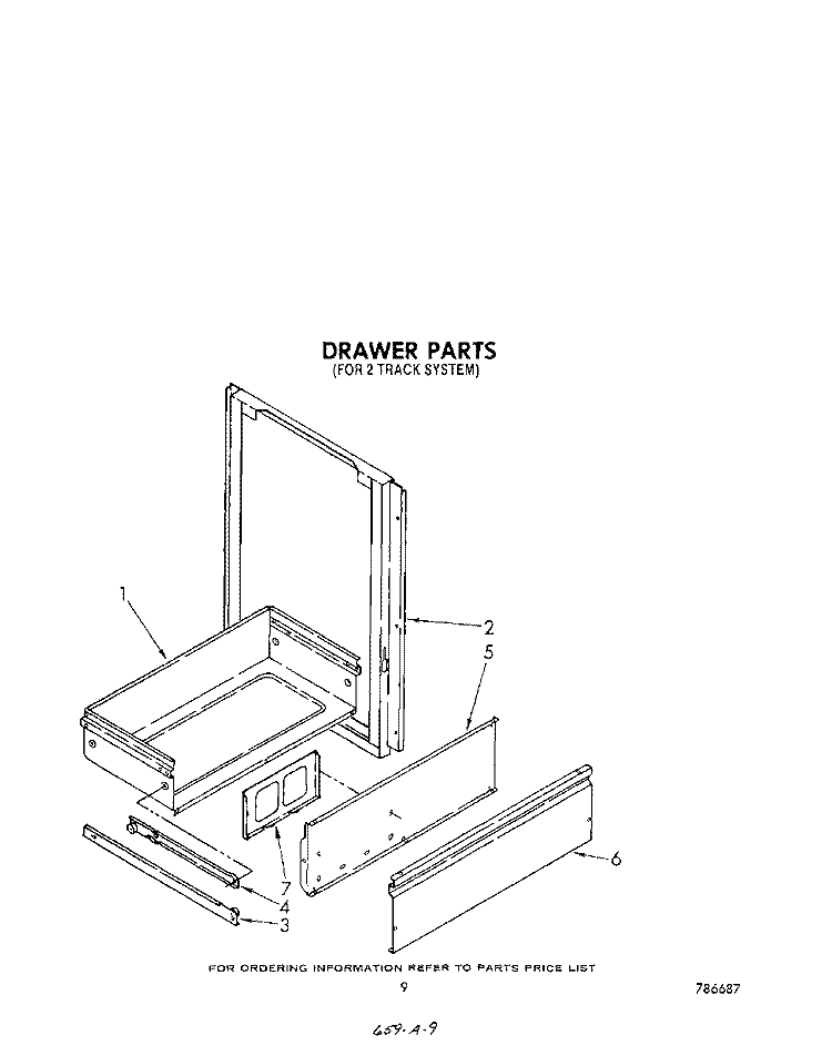 DRAWER Diagram and Parts List for SM988PEPW0  Whirlpool Range