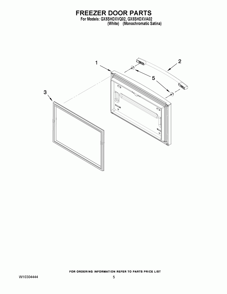 FREEZER DOOR PARTS Diagram and Parts List for GX5SHDXVA02  Whirlpool Refrigerator