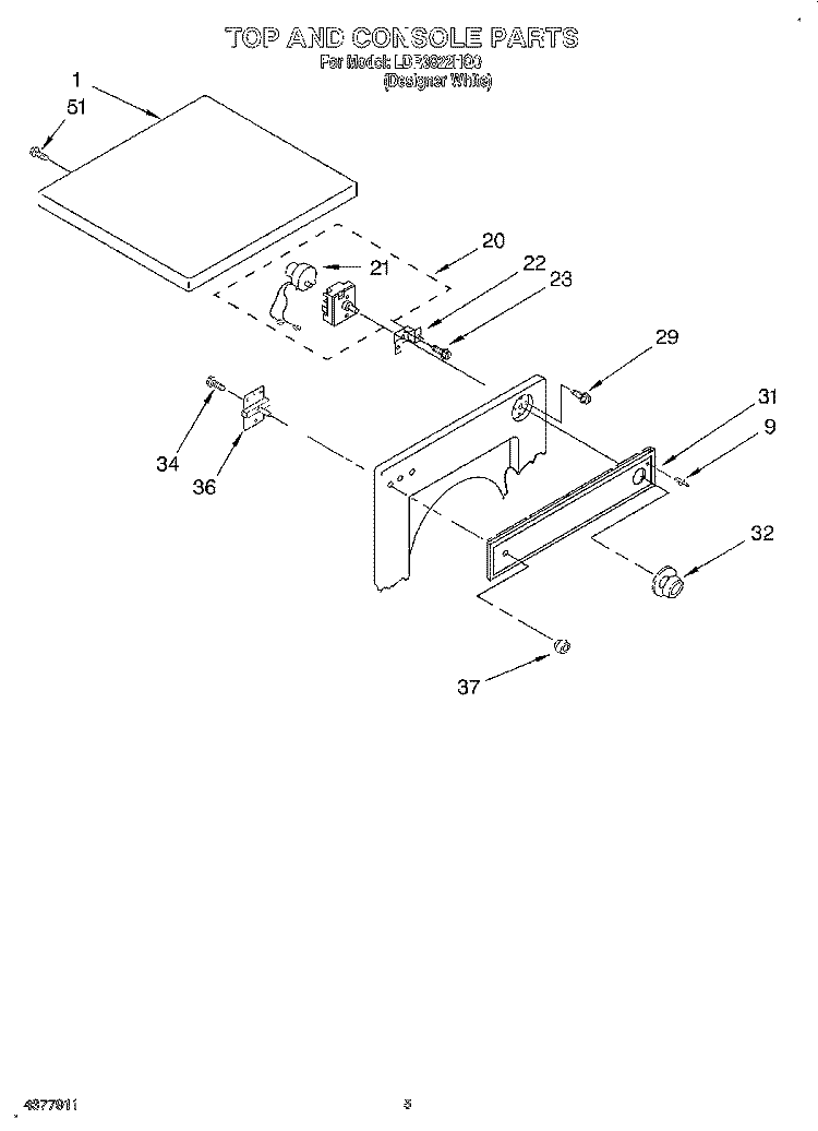 SECTION Diagram and Parts List for LDR3822HQ0  Whirlpool Dryer