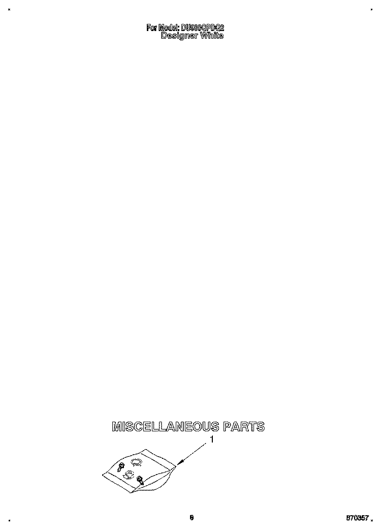 MISCELLANEOUS Diagram and Parts List for DU980QPDQ2  Whirlpool Dishwasher
