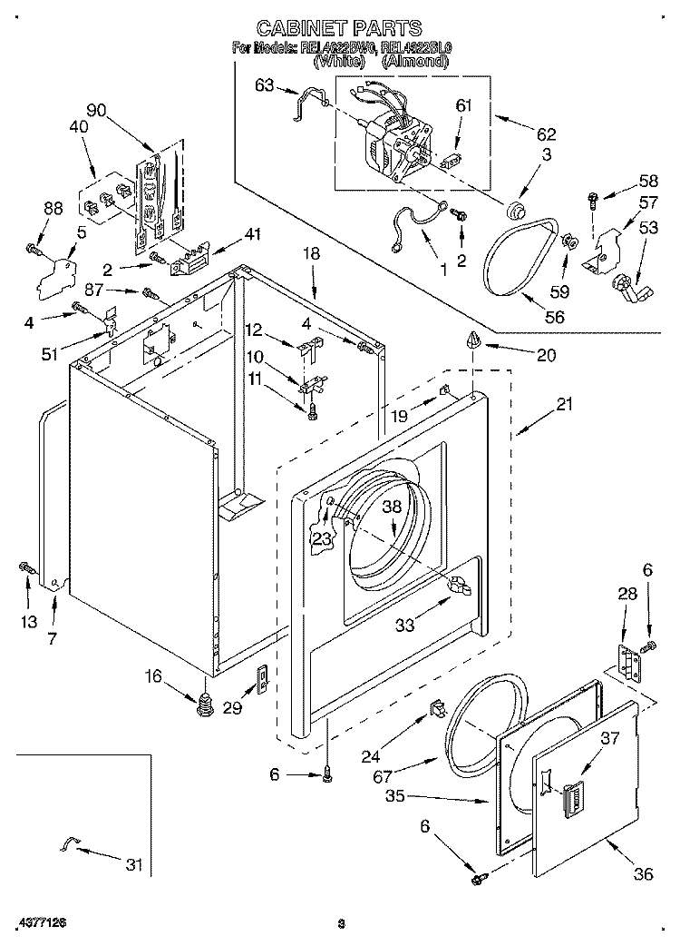 SECTION Diagram and Parts List for REL4622BL0  Roper Dryer