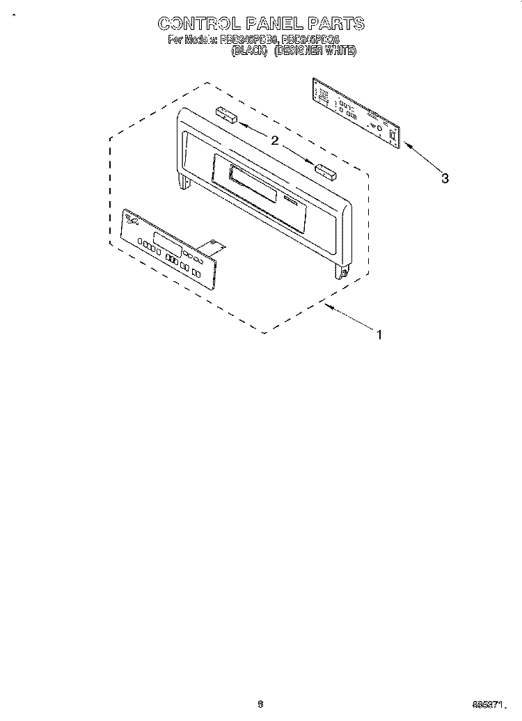 CONTROL PANEL, LITERATURE Diagram and Parts List for RBD245PDQ6  Whirlpool Wall Oven