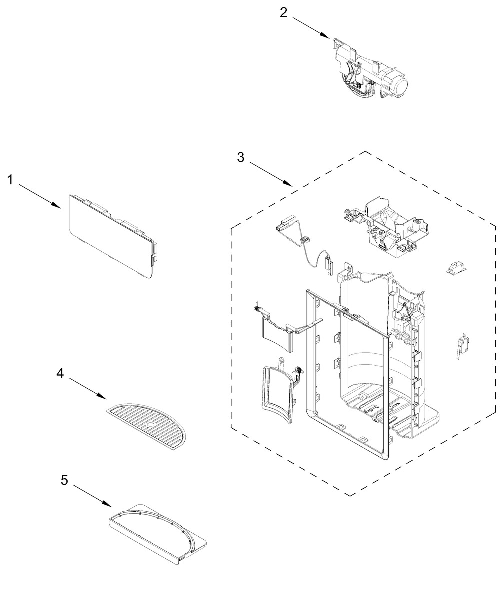 Dispenser Parts Diagram and Parts List for KRQC736RPS00  Whirlpool Refrigerator