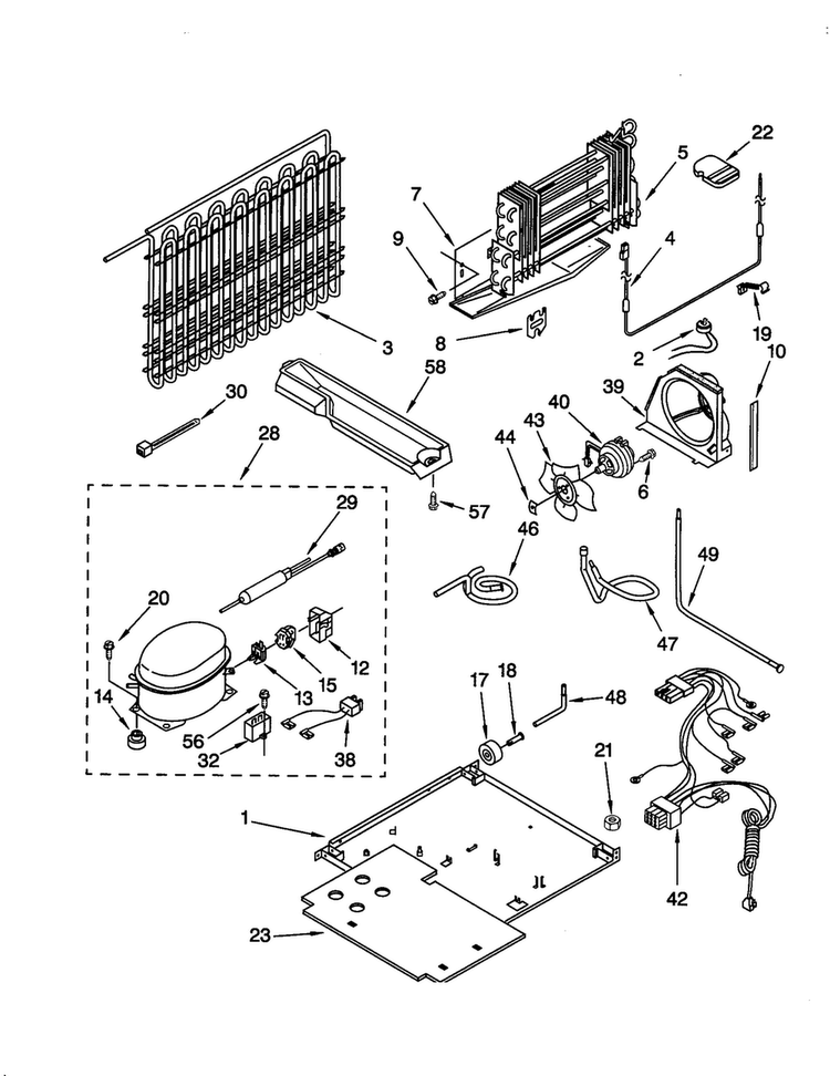 Unit Diagram and Parts List for ET22RKXGW02  Whirlpool Refrigerator