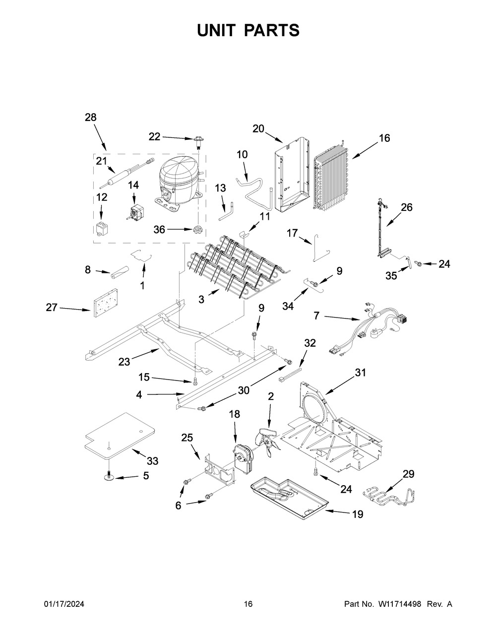 Unit Parts Diagram and Parts List for WRS315SNHM08  Whirlpool Refrigerator