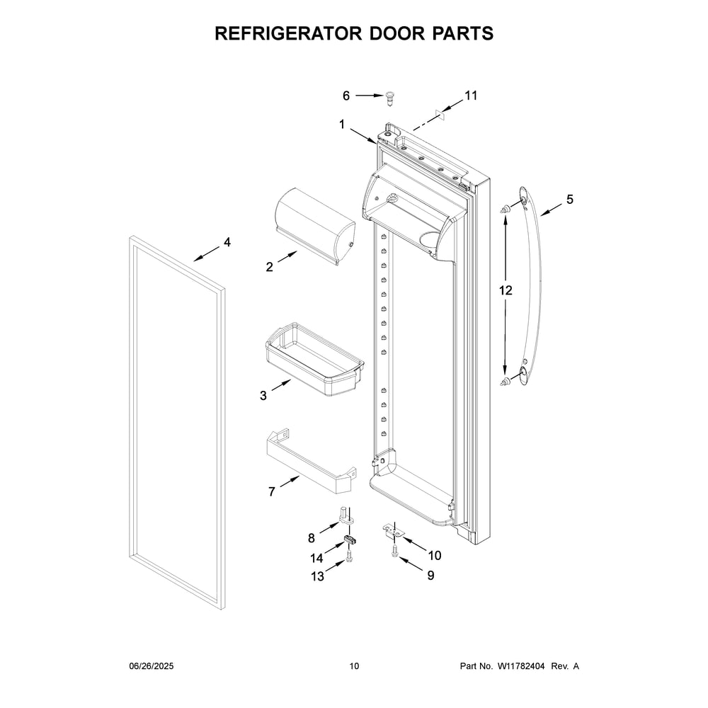 Refrigerator Door Parts Diagram and Parts List for WRS315SNHB09  Whirlpool Refrigerator