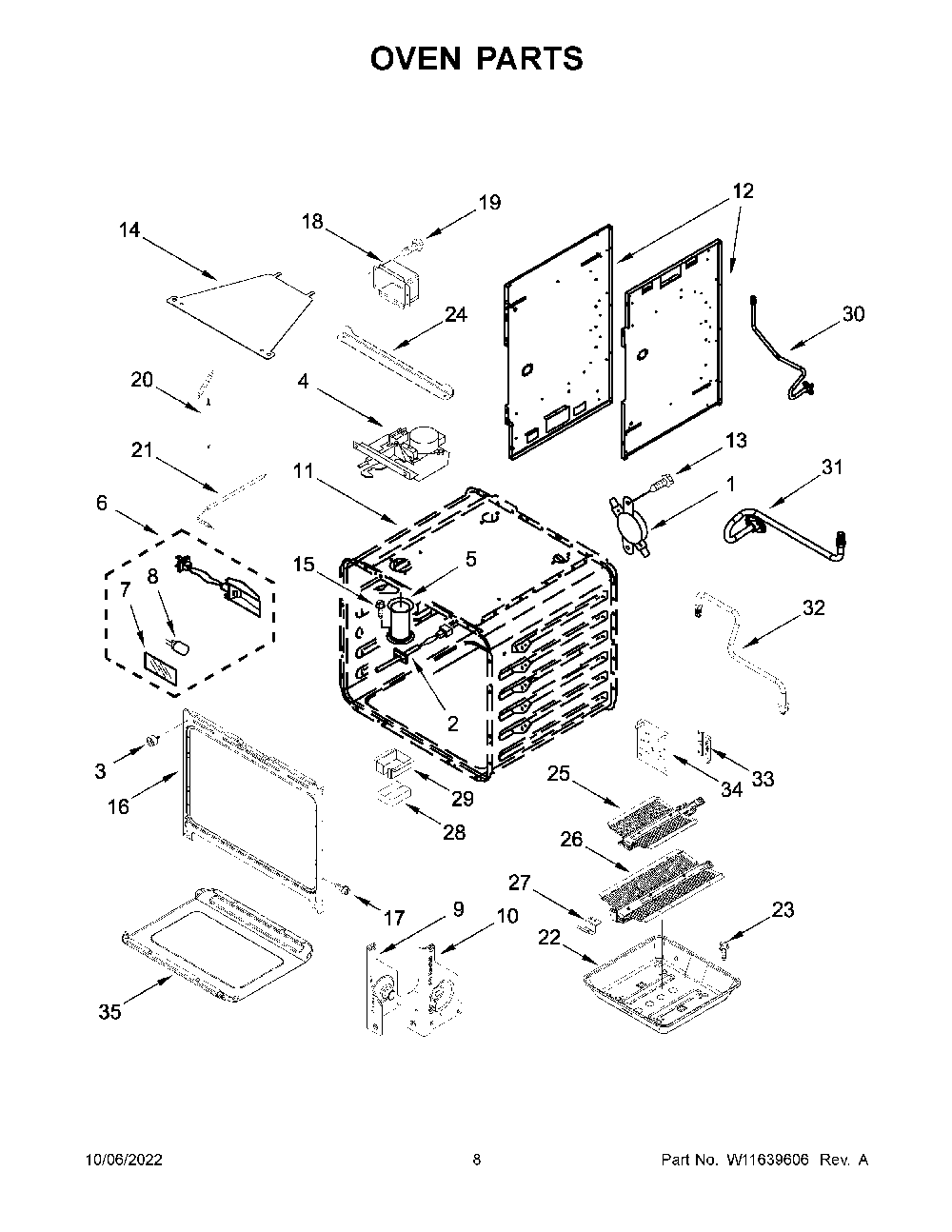 Oven Parts Diagram and Parts List for KFGC500JIB05  KitchenAid Range