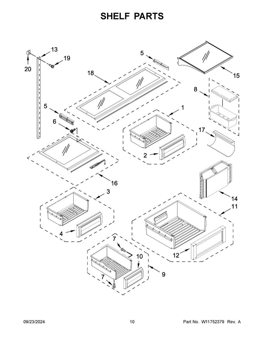 06 - Shelf Parts Diagram and Parts List for KBFN506ESS06  Whirlpool Refrigerator