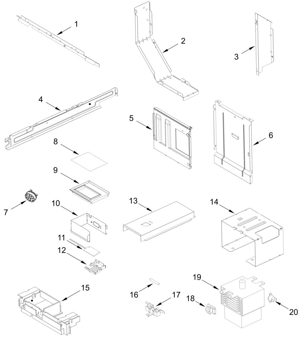 Air Flow Parts Diagram and Parts List for KMBT5011KSS02  Whirlpool Microwave