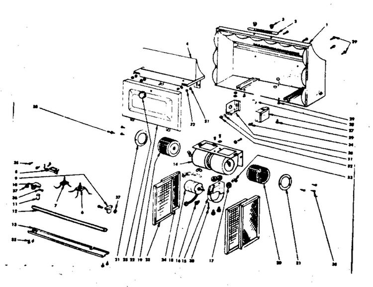 Ductless Range Hood Diagram and Parts List for 1555366741  Kenmore Range Hood