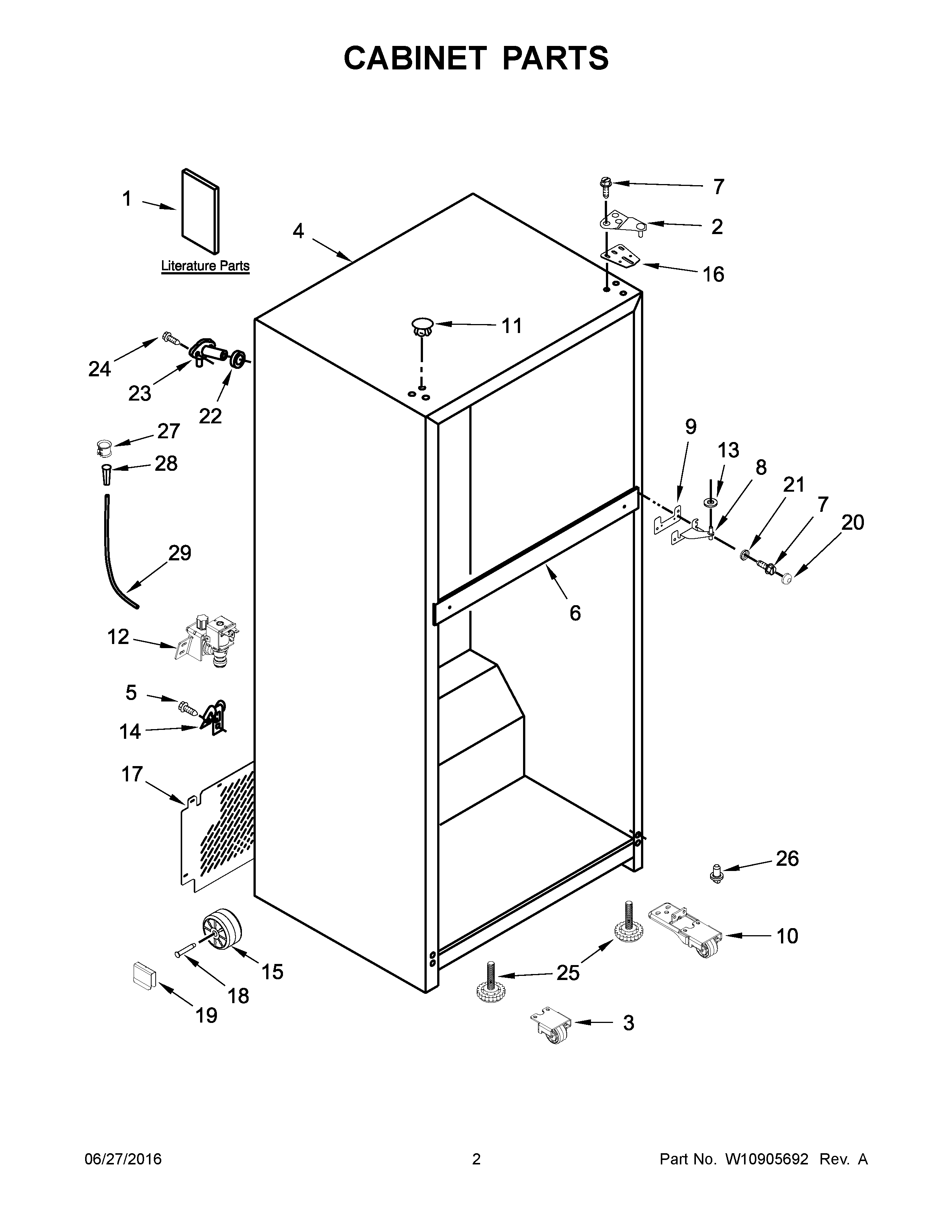 Cabinet Parts Diagram and Parts List for IK8FXNGFDM02  Whirlpool Refrigerator