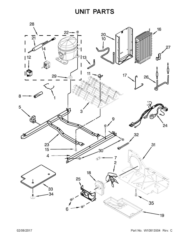 Unit Parts Diagram and Parts List for WRS325FDAT04  Whirlpool Refrigerator