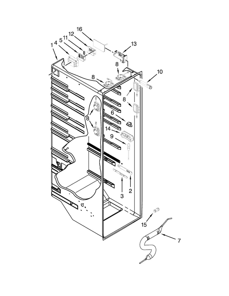 Refrigerator Liner Parts Diagram and Parts List for GSC25C6EYY03  Whirlpool Refrigerator