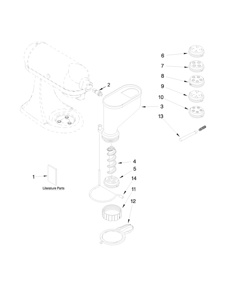 Attachment Parts Diagram and Parts List for KSMPEXTA0  KitchenAid Mixer