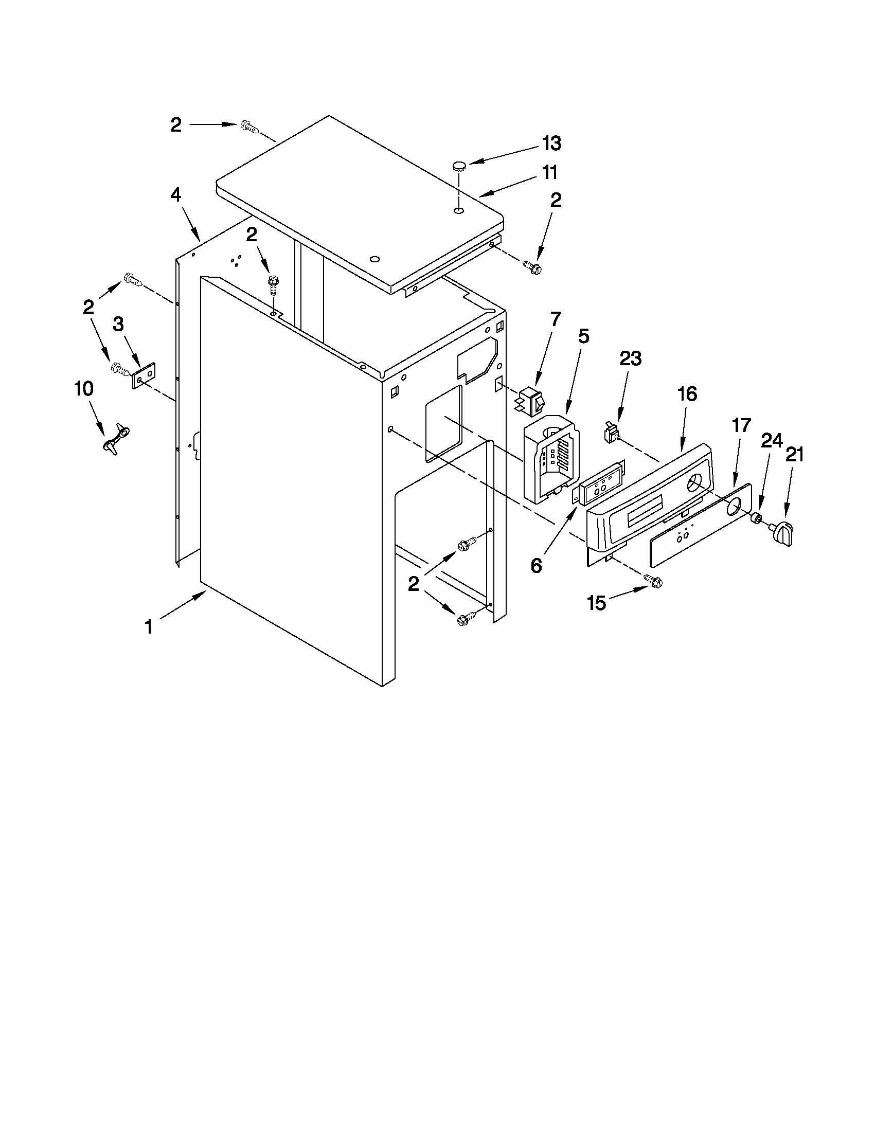 Cabinet And Control Parts Diagram and Parts List for 66513612102  Kenmore Trash Compactor