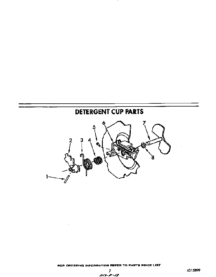Detergent Cup Diagram and Parts List for 8519L00  Roper Dishwasher