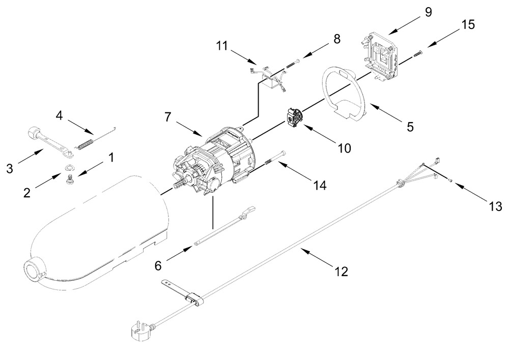 Motor And Control Unit Parts Diagram and Parts List for 5KSM195PSABM6 5KSM195PSABT6-5KSM195PSAMI6 Whirlpool Mixer