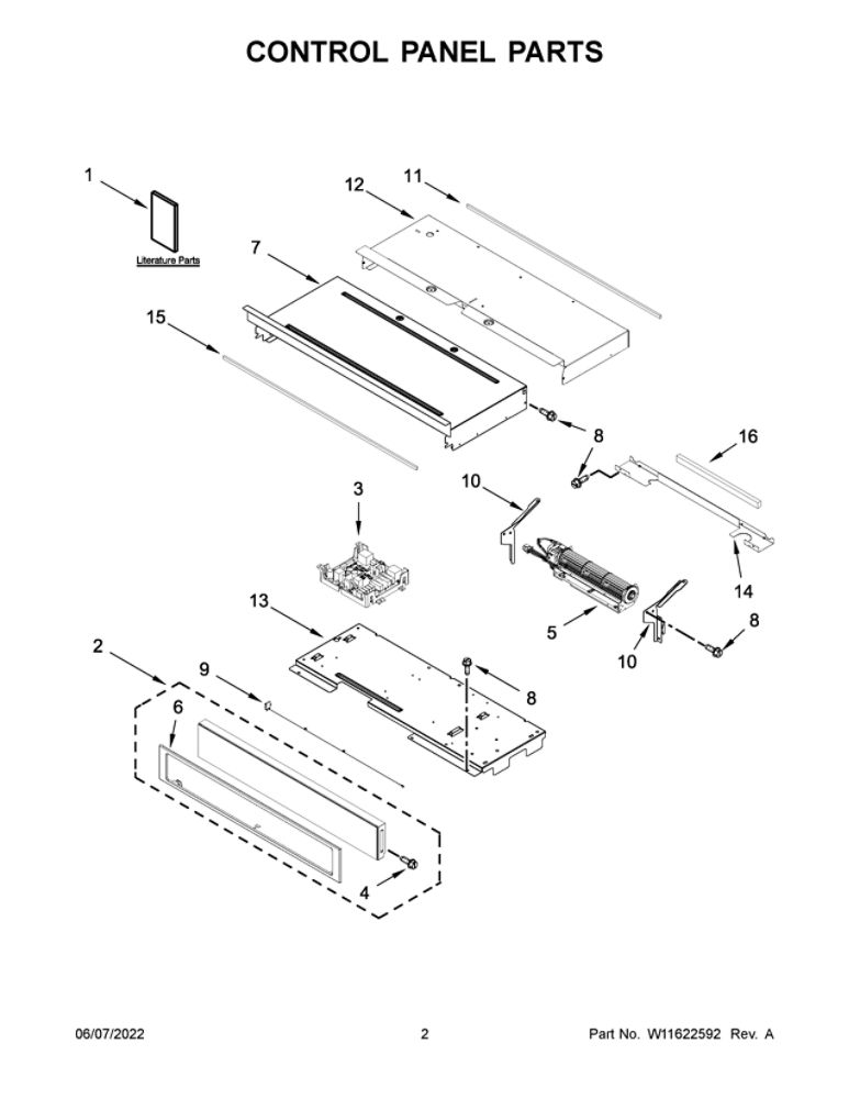 Control Panel Parts Diagram and Parts List for WOS51EC7HS20  Whirlpool Wall Oven
