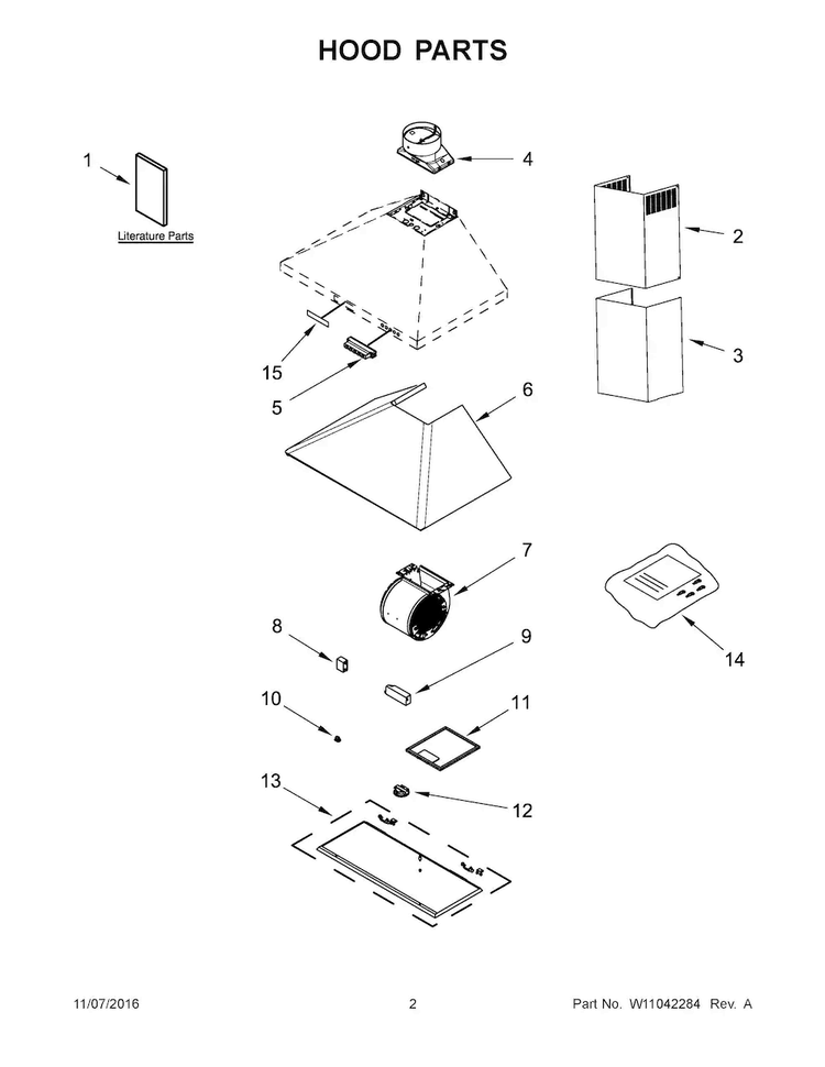 Hood Parts Diagram and Parts List for KVWB400DSS1  KitchenAid Range Hood