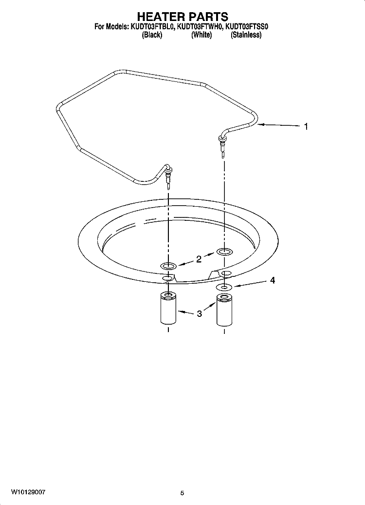 HEATER PARTS Diagram and Parts List for KUDT03FTBL0  KitchenAid Dishwasher