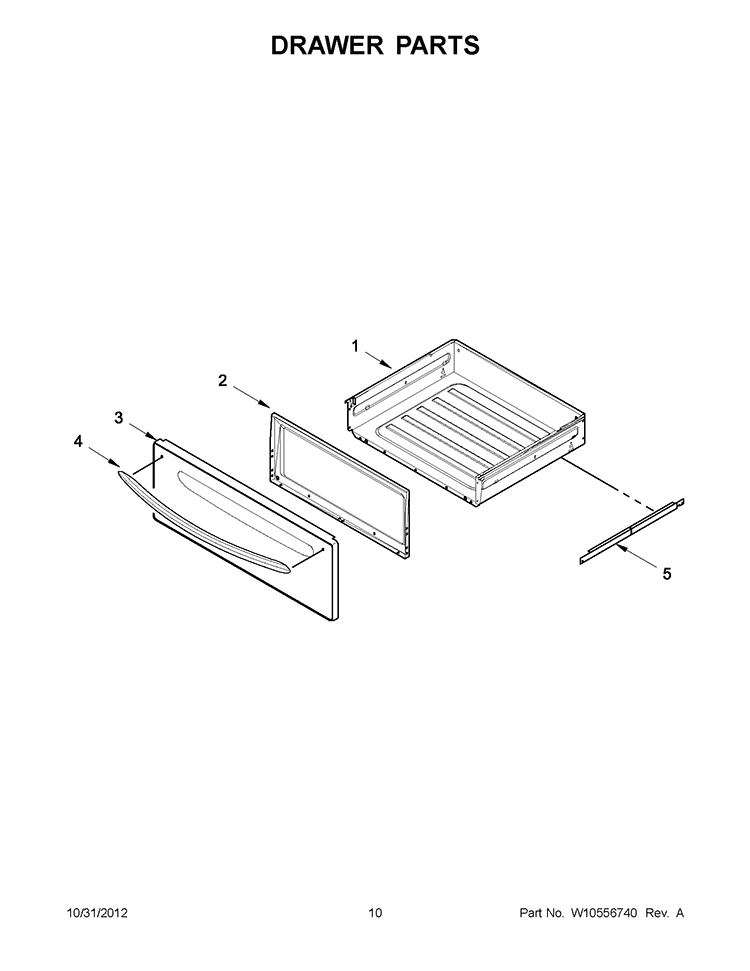 DRAWER PARTS Diagram and Parts List for KERS206XSS3  KitchenAid Range