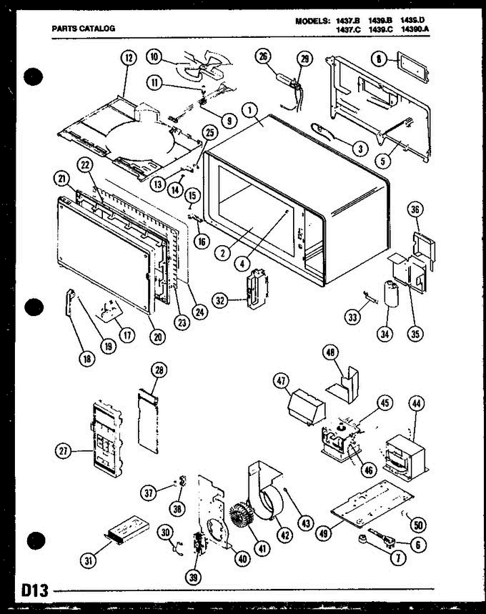 01 - Page 1 Diagram and Parts List for 14390A  Whirlpool Microwave