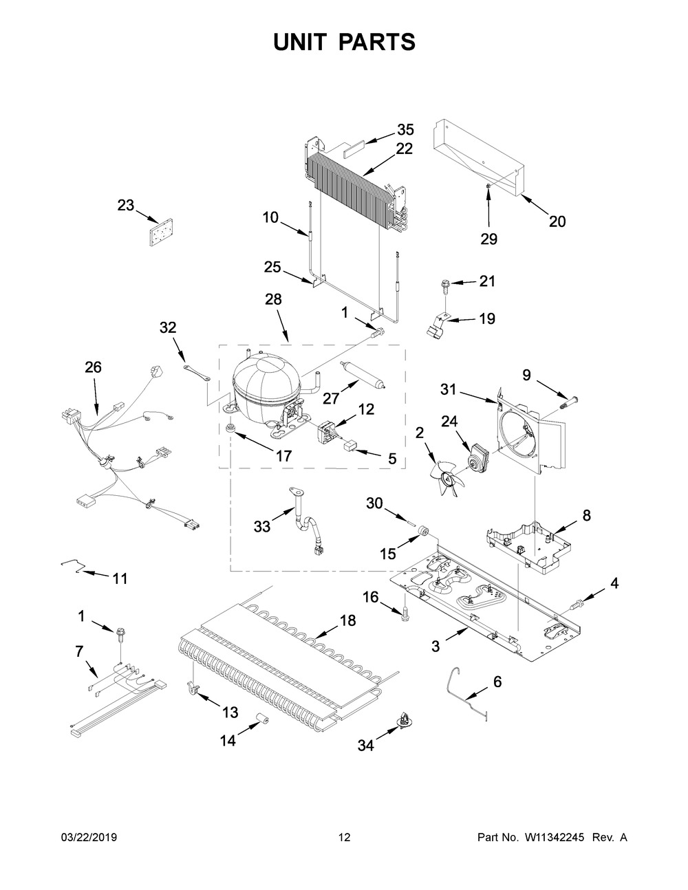 Unit Parts Diagram and Parts List for WRF540CWHZ02  Whirlpool Refrigerator