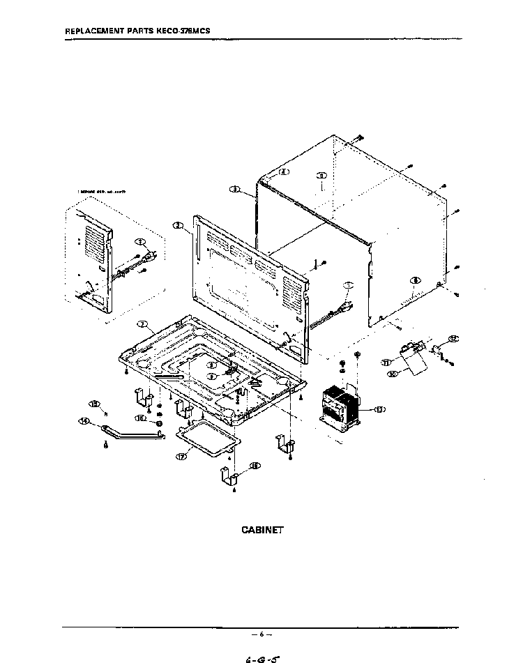Cabinet Diagram and Parts List for KECO376MCS  KitchenAid Microwave