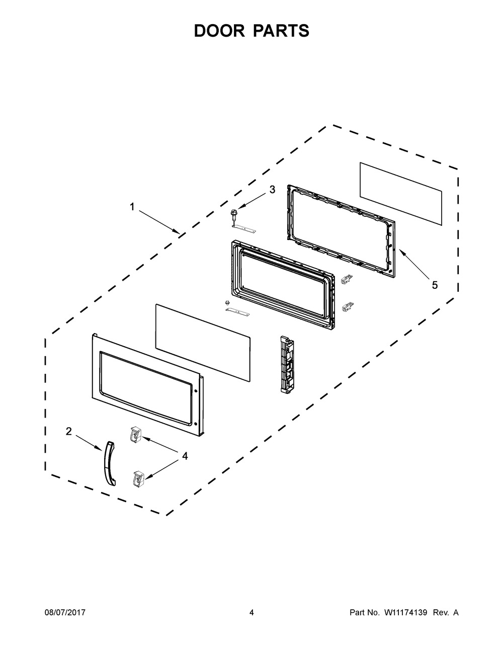 Door Parts Diagram and Parts List for IMH172DS2  Whirlpool Microwave