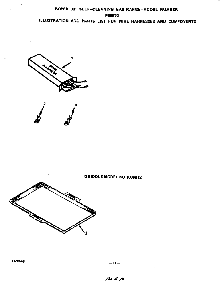 Wire Harnesses And Components Diagram and Parts List for F8557*0  Roper Range