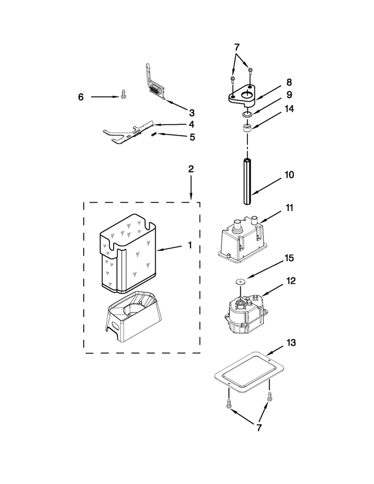Motor And Ice Container Parts Diagram and Parts List for KSSC36QTS07  KitchenAid Refrigerator