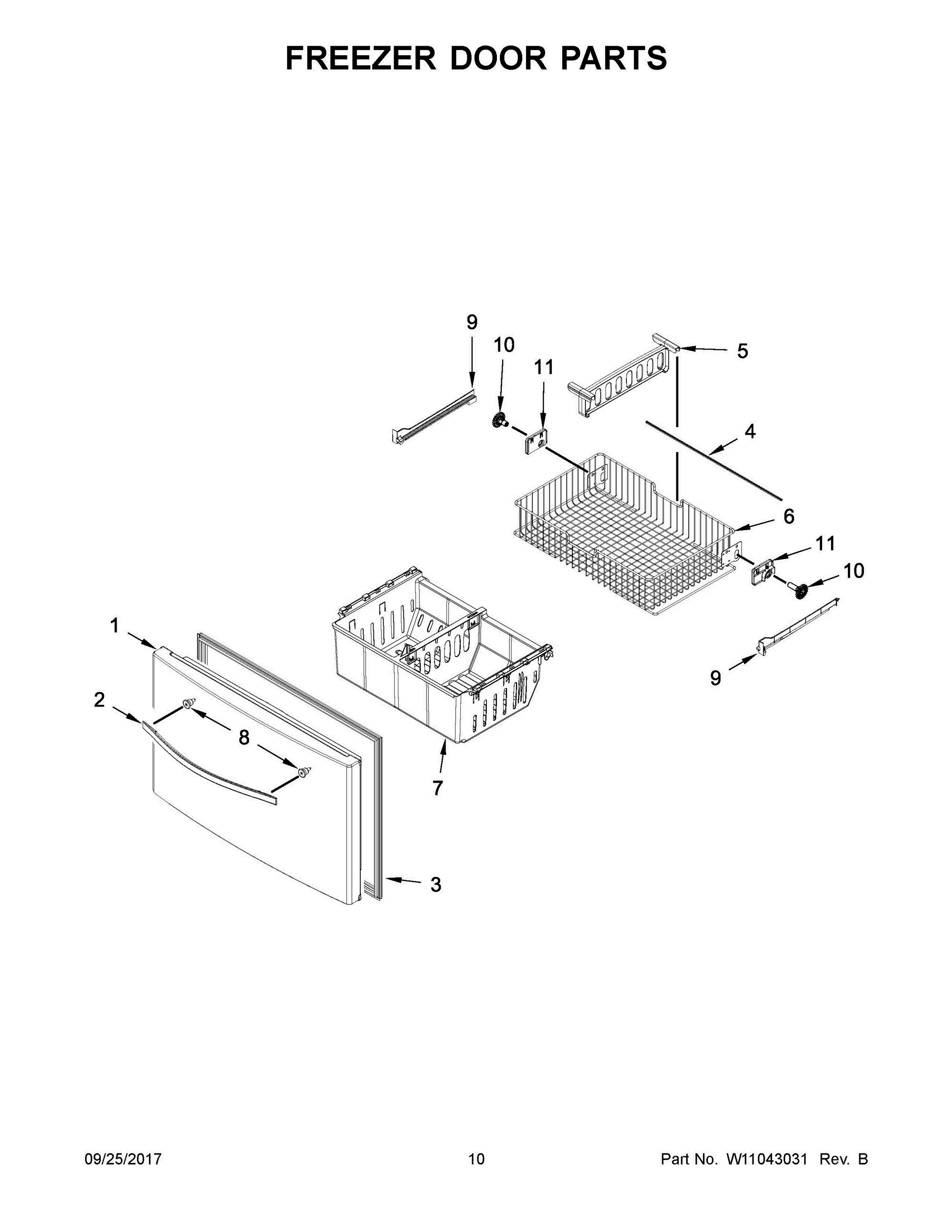 06 - FREEZER DOOR PARTS Diagram and Parts List for WRF555SDHB00  Whirlpool Refrigerator