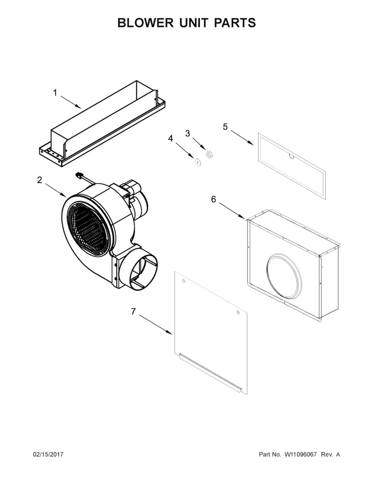 Blower Unit Parts Diagram and Parts List for KCED606GSS00  KitchenAid Cooktop