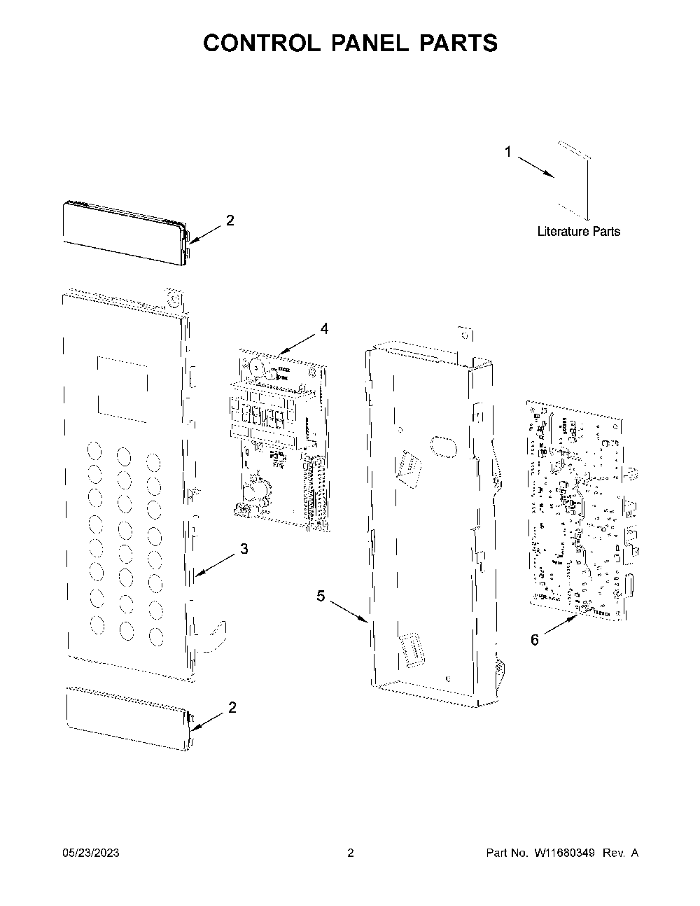 02 - Control Panel Parts Diagram and Parts List for WMMF5930PW00  Whirlpool Microwave