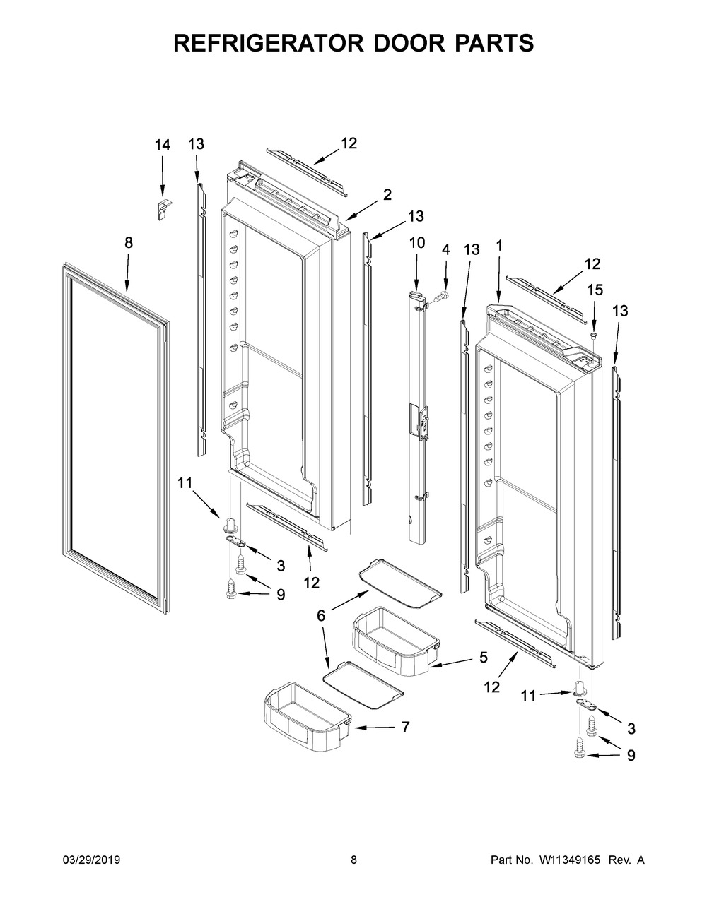 Refrigerator Door Parts Diagram and Parts List for KRFC302EPA02  Whirlpool Refrigerator