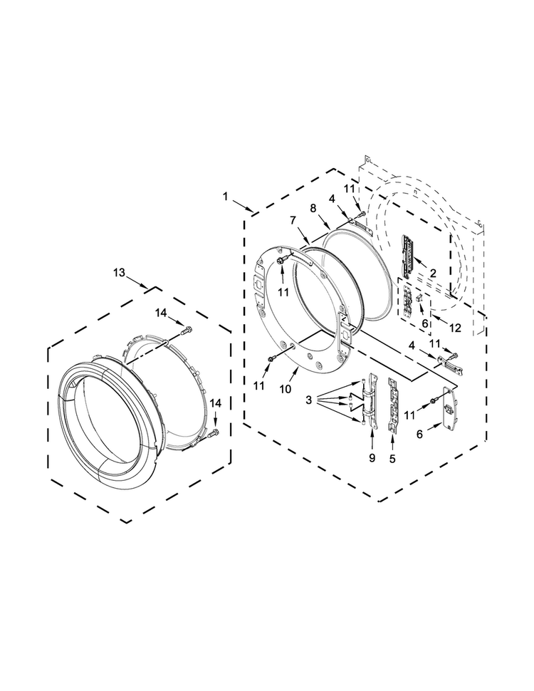 Door Parts Diagram and Parts List for WGD97HEDU1  Whirlpool Dryer