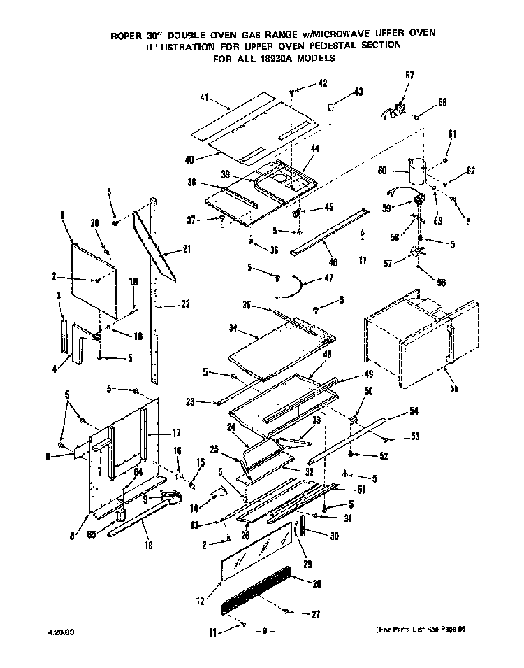 Section 1 Diagram and Parts List for 1893*0A  Roper Range