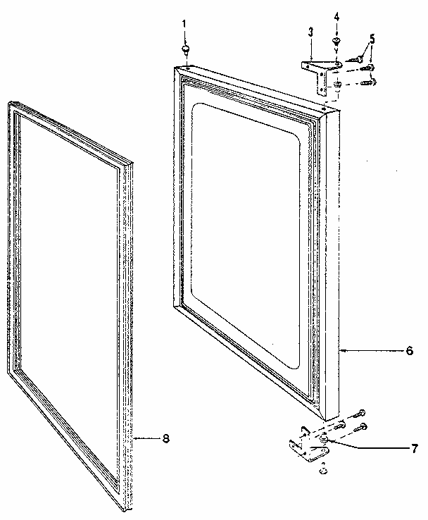 Door Diagram and Parts List for 45FF  Whirlpool Freezer