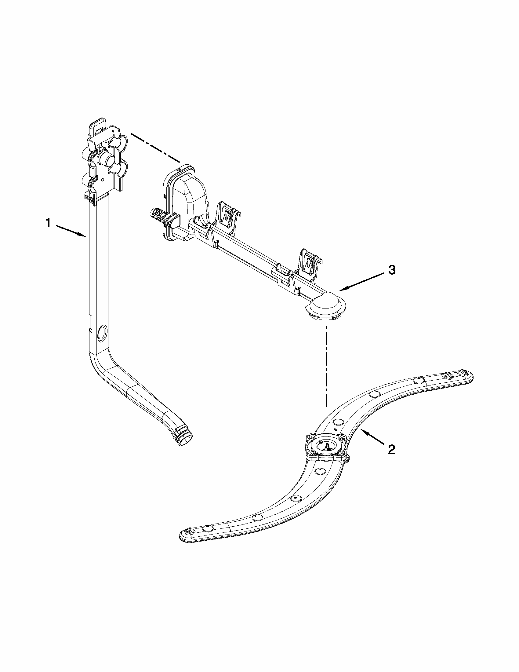 Upper Wash And Rinse Parts Diagram and Parts List for 66513073K214  Kenmore Dishwasher